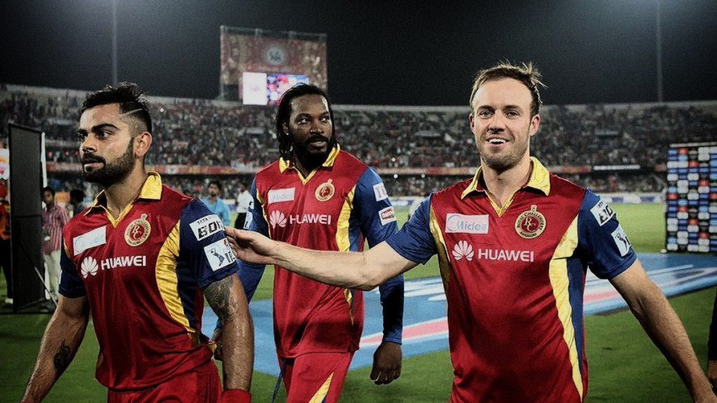 Virat Kohli, AB de Villiers, and Chris Gayle