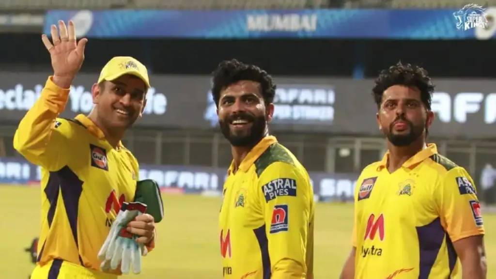 MS Dhoni, Suresh Raina, and Ravindra Jadeja Cricket