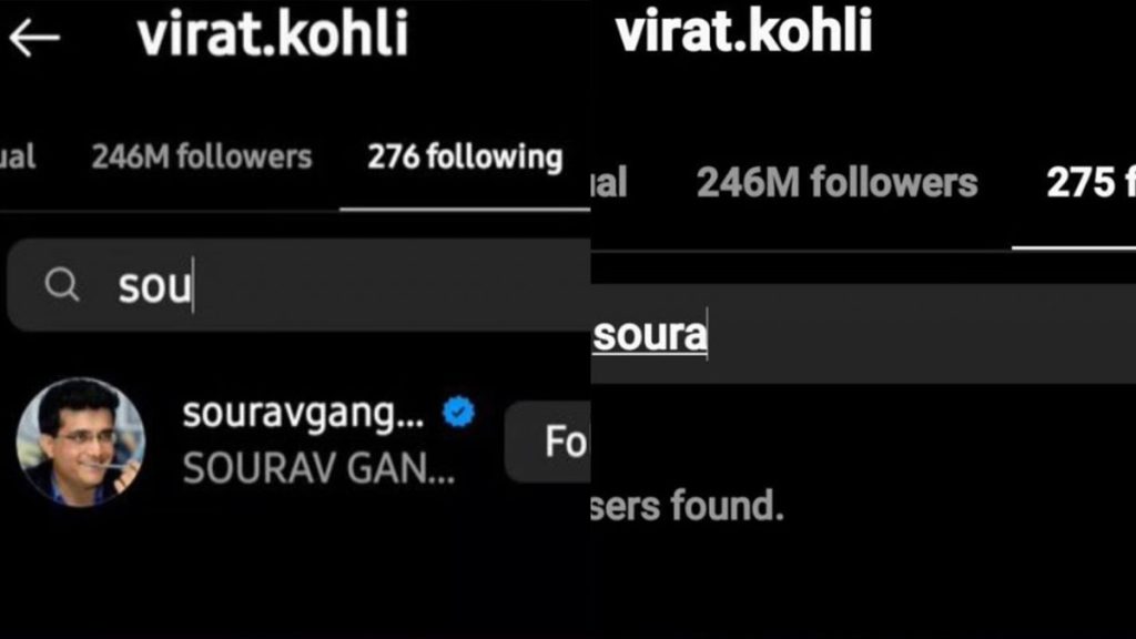 Virat Kohli Unfollowed Saurav Ganguly