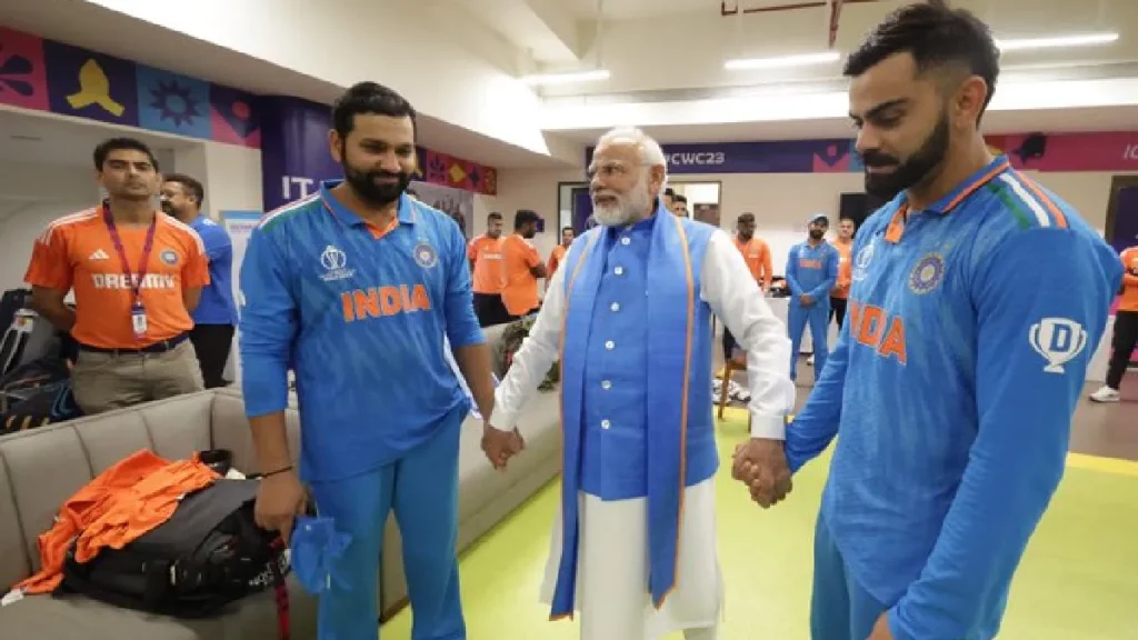 Virat Kohli and Rohir sharma with PM Modi